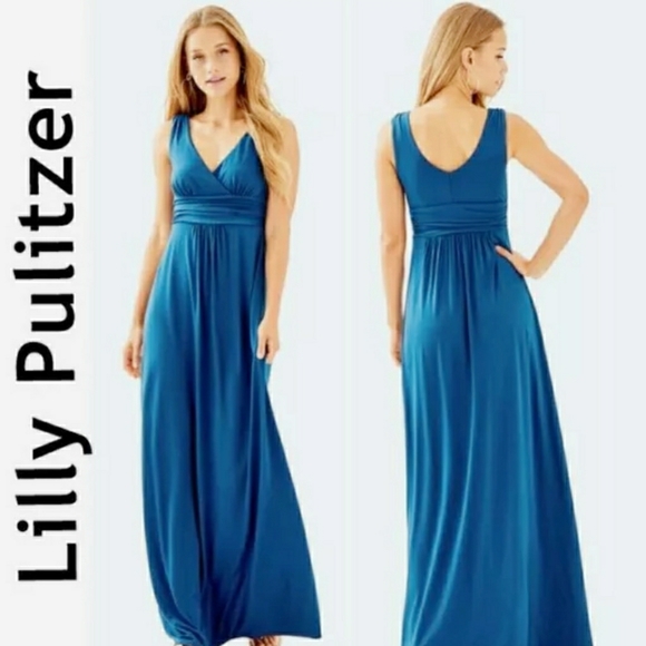 Lilly Pulitzer Dark Teal Sloane Maxi Dress Lg…